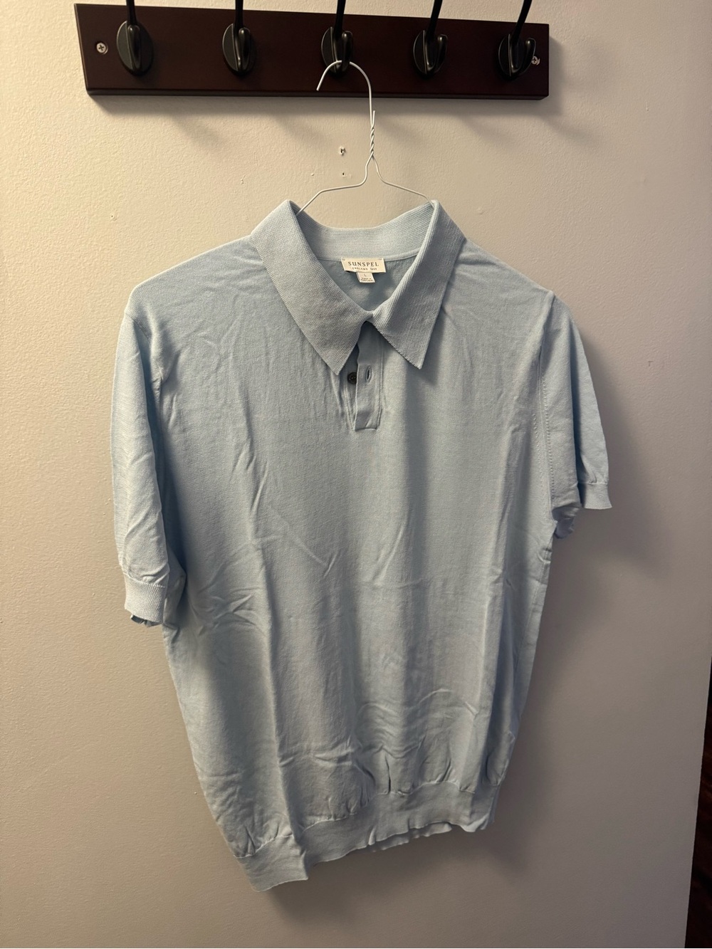Sunspel Blue Mist Cotton Polo
